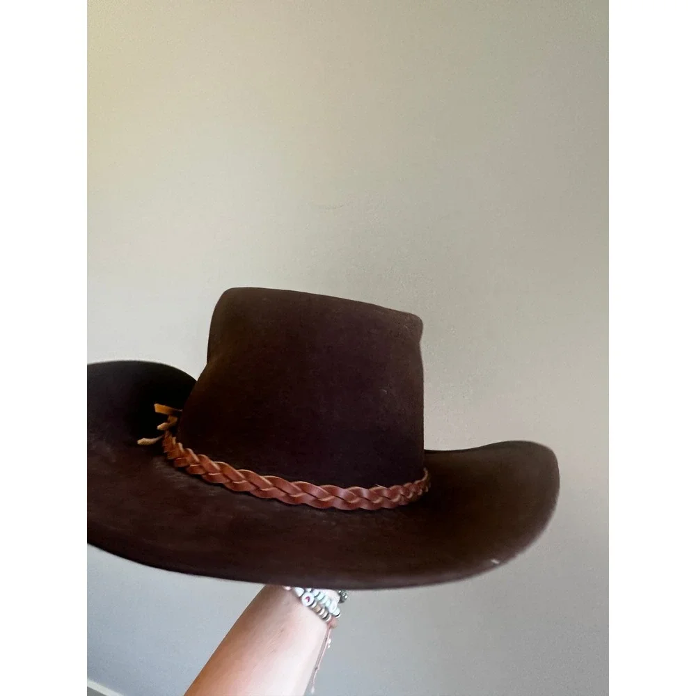 Vintage Goorin Bros of California Lite Felt 100% Wool Hat Wide Brim Fedora Brown